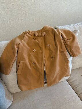 OshKosh B'gosh Girls' Double-Breasted Brown Pea Coat with Bow